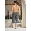 COOFANDY Men’s Linen Capri Pants Casual Lightweight 3/4 Baggy Pants Drawstring Elastic Waist Beach Yoga Pants with Pockets(Dark Grey)