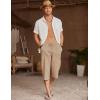 COOFANDY Men’s Linen Capri Pants Casual Lightweight 3/4 Baggy Pants Drawstring Elastic Waist Beach Yoga Pants with Pockets(Khaki)