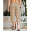 COOFANDY Men’s Linen Capri Pants Casual Lightweight 3/4 Baggy Pants Drawstring Elastic Waist Beach Yoga Pants with Pockets(Khaki)