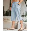 COOFANDY Men’s Linen Capri Pants Casual Lightweight 3/4 Baggy Pants Drawstring Elastic Waist Beach Yoga Pants with Pockets(Light Blue)