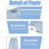 COOFANDY Men’s Linen Capri Pants Casual Lightweight 3/4 Baggy Pants Drawstring Elastic Waist Beach Yoga Pants with Pockets(Light Blue)
