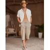 COOFANDY Men’s Linen Capri Pants Casual Lightweight 3/4 Baggy Pants Drawstring Elastic Waist Beach Yoga Pants with Pockets(Light Khaki)