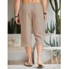 COOFANDY Men’s Linen Capri Pants Casual Lightweight 3/4 Baggy Pants Drawstring Elastic Waist Beach Yoga Pants with Pockets(Light Khaki)
