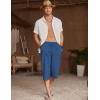 COOFANDY Men’s Linen Capri Pants Casual Lightweight 3/4 Baggy Pants Drawstring Elastic Waist Beach Yoga Pants with Pockets(Navy Blue)