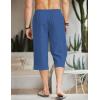 COOFANDY Men’s Linen Capri Pants Casual Lightweight 3/4 Baggy Pants Drawstring Elastic Waist Beach Yoga Pants with Pockets(Navy Blue)