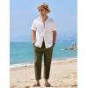 COOFANDY Mens Linen Casual Pants Elastic Waist Drawstring Trousers Yoga Beach Summer Pants(Army Green)
