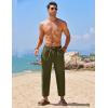 COOFANDY Mens Linen Casual Pants Elastic Waist Drawstring Trousers Yoga Beach Summer Pants(Army Green)