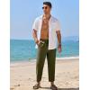COOFANDY Mens Linen Casual Pants Elastic Waist Drawstring Trousers Yoga Beach Summer Pants(Army Green)
