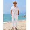 COOFANDY Mens Linen Casual Pants Elastic Waist Drawstring Trousers Yoga Beach Summer Pants(A_white)