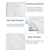 COOFANDY Mens Linen Casual Pants Elastic Waist Drawstring Trousers Yoga Beach Summer Pants(A_white)