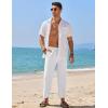 COOFANDY Mens Linen Casual Pants Elastic Waist Drawstring Trousers Yoga Beach Summer Pants(A_white)