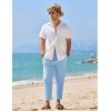 COOFANDY Mens Linen Casual Pants Elastic Waist Drawstring Trousers Yoga Beach Summer Pants(Blue)