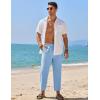 COOFANDY Mens Linen Casual Pants Elastic Waist Drawstring Trousers Yoga Beach Summer Pants(Blue)