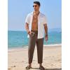 COOFANDY Mens Linen Casual Pants Elastic Waist Drawstring Trousers Yoga Beach Summer Pants(Brown)