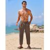 COOFANDY Mens Linen Casual Pants Elastic Waist Drawstring Trousers Yoga Beach Summer Pants(Brown)