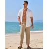 COOFANDY Mens Linen Casual Pants Elastic Waist Drawstring Trousers Yoga Beach Summer Pants(Khkai)