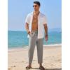 COOFANDY Mens Linen Casual Pants Elastic Waist Drawstring Trousers Yoga Beach Summer Pants(Light Grey)