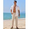 COOFANDY Mens Linen Casual Pants Elastic Waist Drawstring Trousers Yoga Beach Summer Pants(Light Khkai)