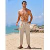 COOFANDY Mens Linen Casual Pants Elastic Waist Drawstring Trousers Yoga Beach Summer Pants(Light Khkai)