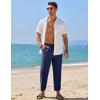 COOFANDY Mens Linen Casual Pants Elastic Waist Drawstring Trousers Yoga Beach Summer Pants(Navy Blue)