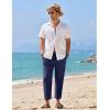 COOFANDY Mens Linen Casual Pants Elastic Waist Drawstring Trousers Yoga Beach Summer Pants(Navy Blue)