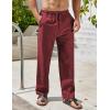 COOFANDY Mens Linen Casual Pants Elastic Waist Drawstring Trousers Yoga Beach Summer Pants(Wine Red)