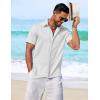 COOFANDY Mens Linen Shirt Casual Short Sleeve Button Down Shirt Summer Beach Vacation Wedding Wear(A-white)
