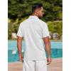 COOFANDY Mens Linen Shirt Casual Short Sleeve Button Down Shirt Summer Beach Vacation Wedding Wear(A-white)