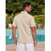 COOFANDY Mens Linen Shirt Casual Short Sleeve Button Down Shirt Summer Beach Vacation Wedding Wear(Beige)