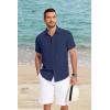 COOFANDY Mens Linen Shirt Casual Short Sleeve Button Down Shirt Summer Beach Vacation Wedding Wear(Blue Violet)