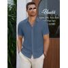 COOFANDY Mens Linen Shirt Casual Short Sleeve Button Down Shirt Summer Beach Vacation Wedding Wear(Gray Blue)