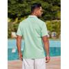 COOFANDY Mens Linen Shirt Casual Short Sleeve Button Down Shirt Summer Beach Vacation Wedding Wear(Ice Green)