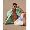 COOFANDY Mens Linen Shirt Casual Short Sleeve Button Down Shirt Summer Beach Vacation Wedding Wear(Ice Green)