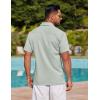 COOFANDY Mens Linen Shirt Casual Short Sleeve Button Down Shirt Summer Beach Vacation Wedding Wear(Light Green)