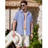 COOFANDY Mens Linen Shirt Casual Short Sleeve Button Down Shirt Summer Beach Vacation Wedding Wear(Ocean Blue)