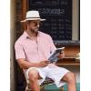 COOFANDY Mens Linen Shirt Casual Short Sleeve Button Down Shirt Summer Beach Vacation Wedding Wear(Pink)