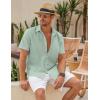 COOFANDY Mens Linen Shirt Casual Short Sleeve Button Down Shirt Summer Beach Vacation Wedding Wear(Sage Green)