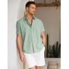 COOFANDY Mens Linen Shirt Casual Short Sleeve Button Down Shirt Summer Beach Vacation Wedding Wear(Sage Green)