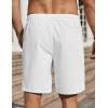 COOFANDY Men’s Linen Shorts Casual Beach Shorts 9 inch Inseam Elastic Waist Drawstring Summer Shorts(All White)