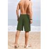 COOFANDY Men’s Linen Shorts Casual Beach Shorts 9 inch Inseam Elastic Waist Drawstring Summer Shorts(Army Green)
