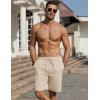 COOFANDY Men’s Linen Shorts Casual Beach Shorts 9 inch Inseam Elastic Waist Drawstring Summer Shorts(Beige)