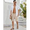 COOFANDY Men’s Linen Shorts Casual Beach Shorts 9 inch Inseam Elastic Waist Drawstring Summer Shorts(Beige)