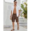 COOFANDY Men’s Linen Shorts Casual Beach Shorts 9 inch Inseam Elastic Waist Drawstring Summer Shorts(Brown)