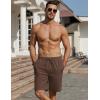 COOFANDY Men’s Linen Shorts Casual Beach Shorts 9 inch Inseam Elastic Waist Drawstring Summer Shorts(Brown)