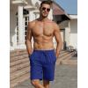 COOFANDY Men’s Linen Shorts Casual Beach Shorts 9 inch Inseam Elastic Waist Drawstring Summer Shorts(Cobalt Blue)