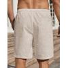 COOFANDY Men’s Linen Shorts Casual Beach Shorts 9 inch Inseam Elastic Waist Drawstring Summer Shorts(Light Khaki)