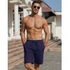 COOFANDY Men’s Linen Shorts Casual Beach Shorts 9 inch Inseam Elastic Waist Drawstring Summer Shorts(Navy)