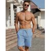 COOFANDY Men’s Linen Shorts Casual Beach Shorts 9 inch Inseam Elastic Waist Drawstring Summer Shorts(Sky Blue)