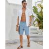 COOFANDY Men’s Linen Shorts Casual Beach Shorts 9 inch Inseam Elastic Waist Drawstring Summer Shorts(Sky Blue)