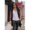 COOFANDY Men’s Long Hooded Cardigan Sleeveless Ruffle Shawl Collar Lightweight Open Front Drape Kimono Vest(Black)